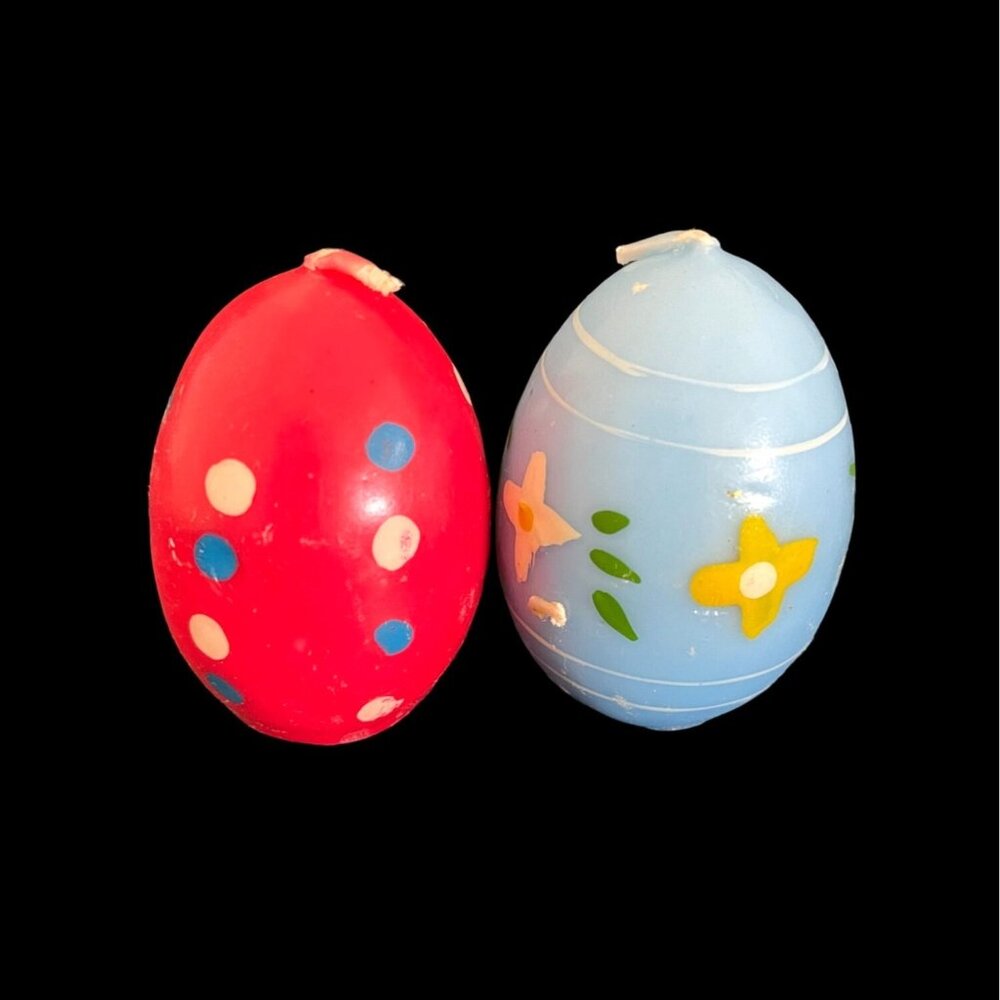 VTG Easter Bunny Rabbit Egg Wax Candle Holiday Spring Multi Color Red 10Pc Lot